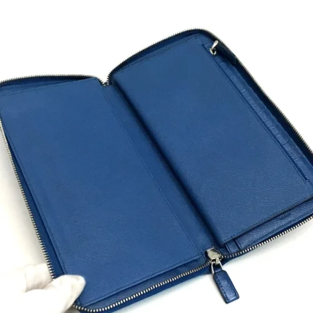 Prada Vintage Pre-owned Leather wallets Blue Dames
