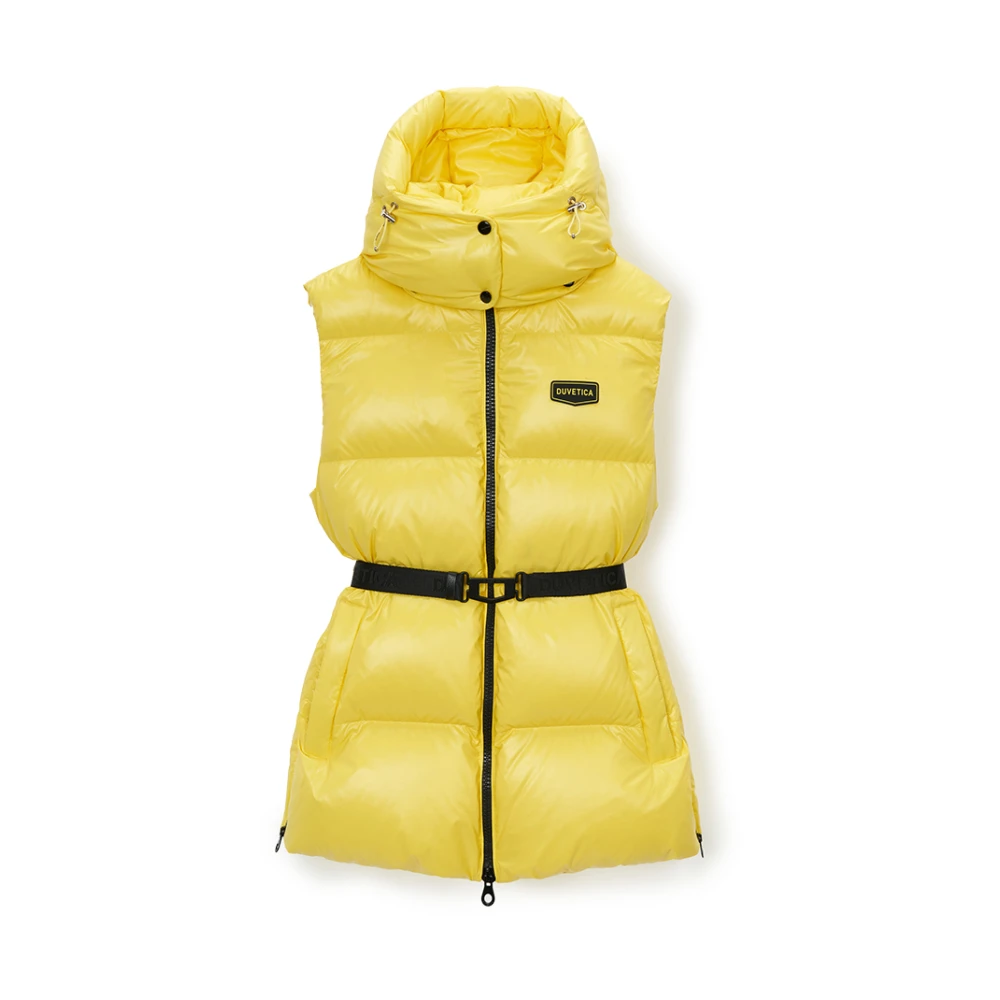 duvetica Lichtgele Mid-Down Vest met Afneembare Capuchon Yellow Dames