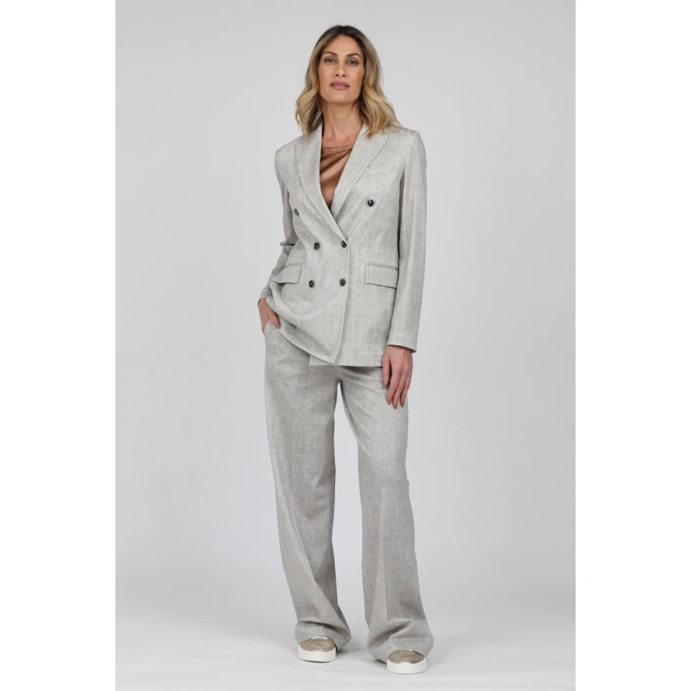 Circolo 1901 Rechte Piqué Broek Gray Dames