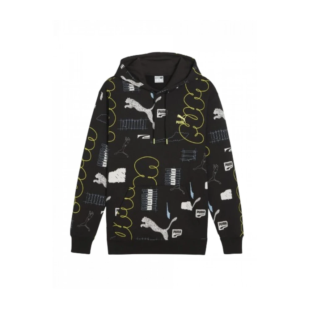 Puma Hoodie met logo print en verstelbare capuchon Black Heren