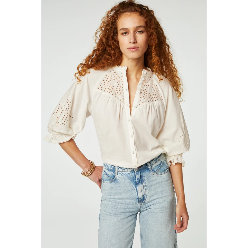 Fabienne Chapot Blouse met ruches kraag White Dames