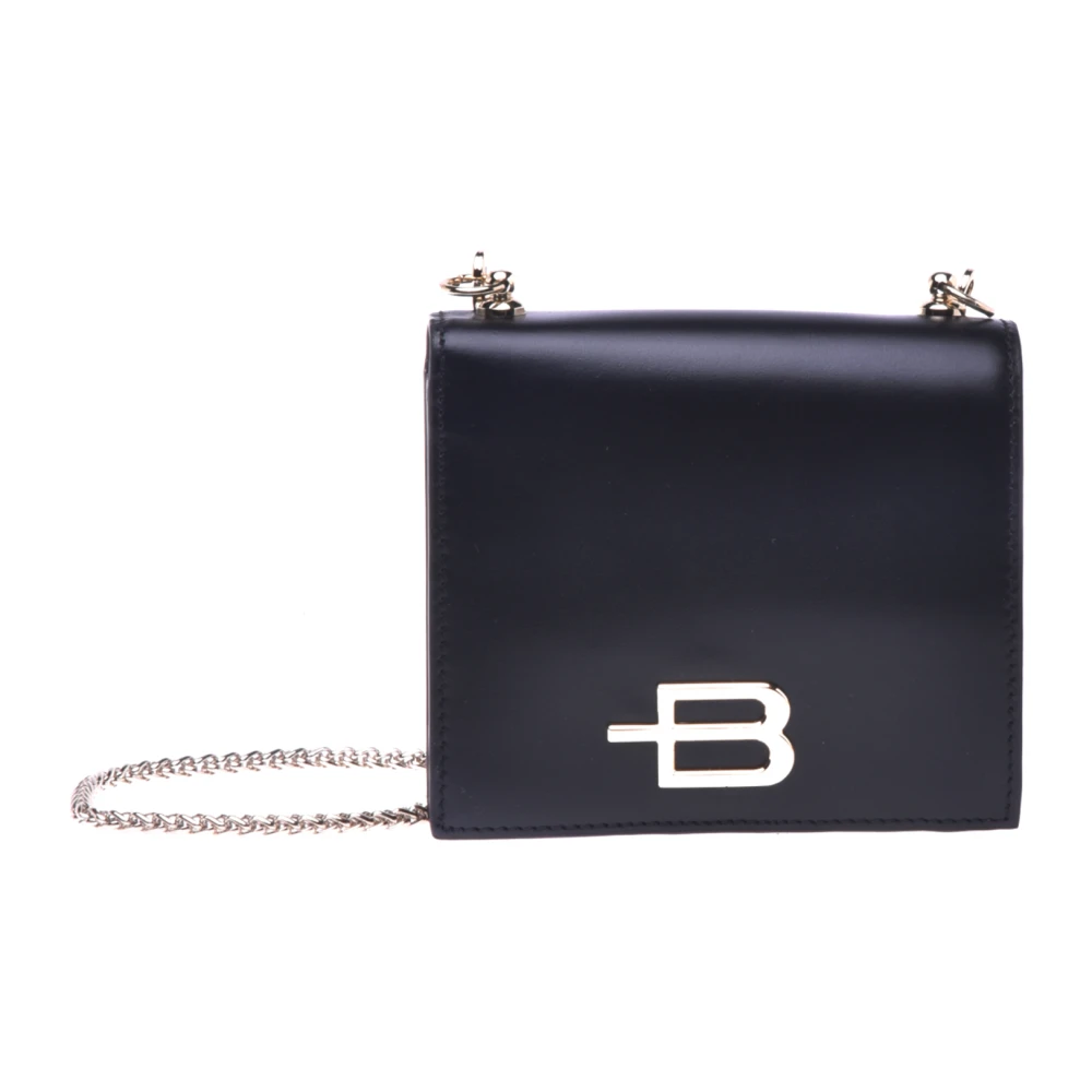 Baldinini Wallet with chain in black leather Black Dames