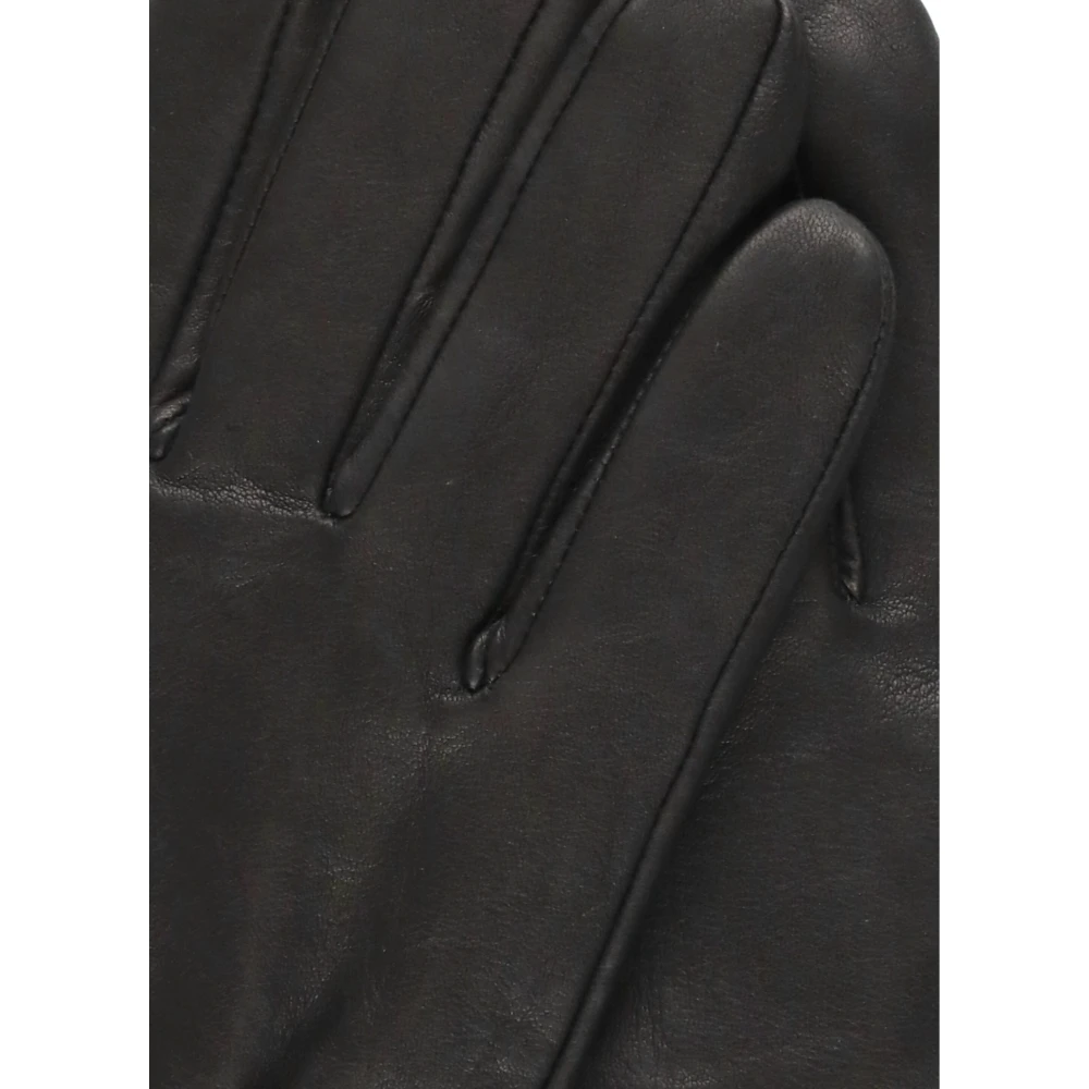 Orciani Zwarte Leren Wol en Kasjmier Handschoenen voor Mannen Black Heren