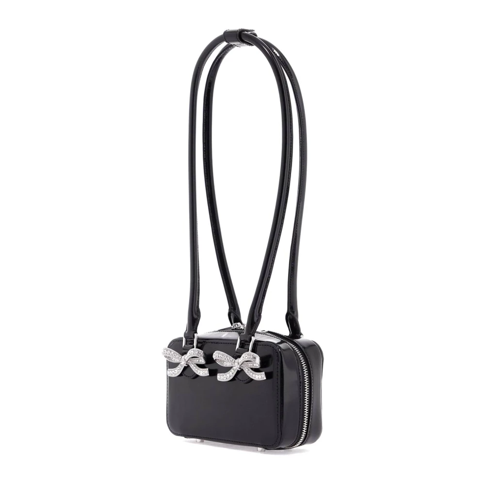 Self Portrait Gebogen Leren Schoudertas met Metalen Strikken Black Dames