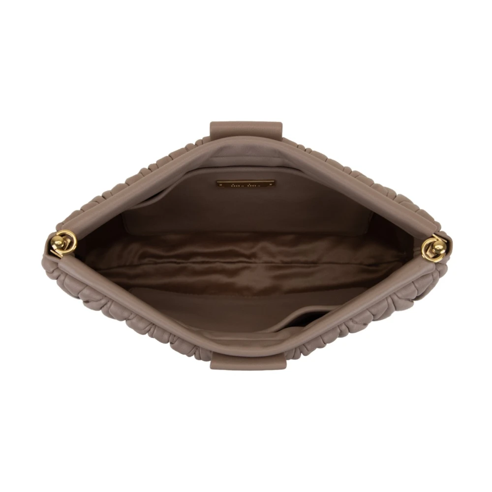 Miu Leren Dames Schoudertas Magneetsluiting Beige Dames