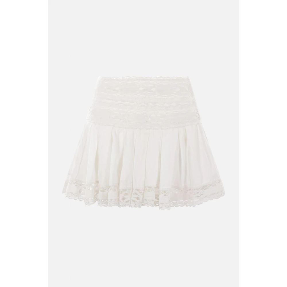 Isabel Marant Étoile Witte Geplooide Rok met Kantdetails White Dames