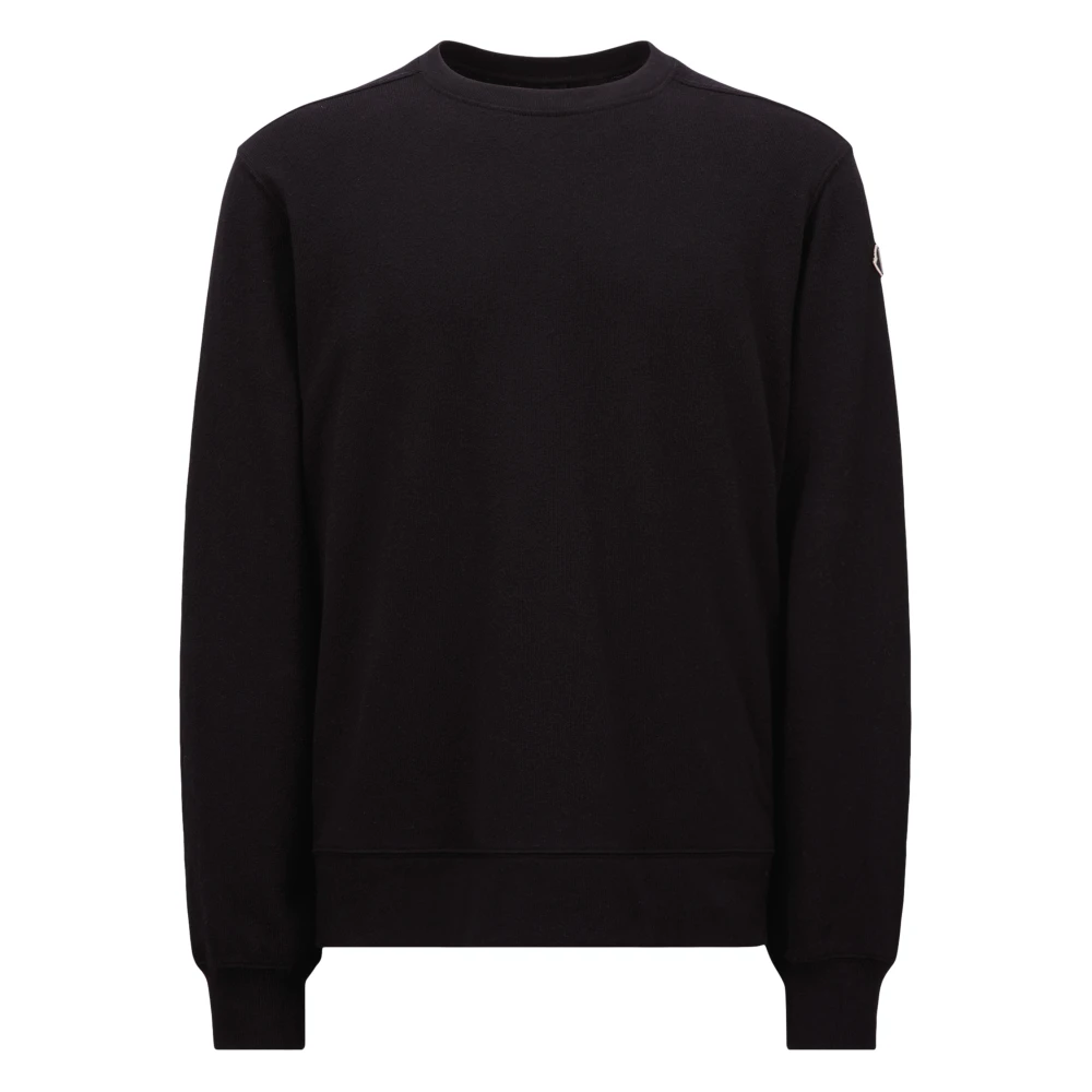 Moncler Zwarte Crewneck Sweatshirt met Logo Patch Black Heren