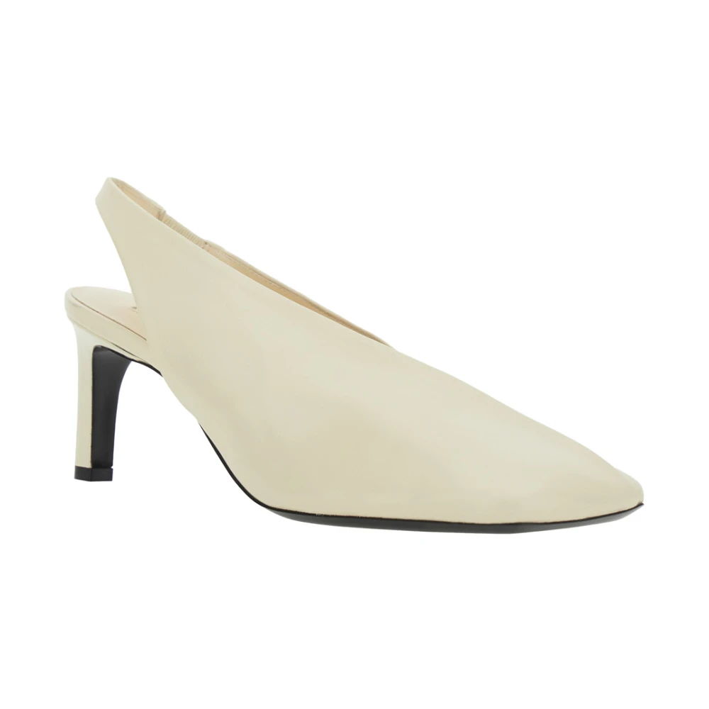 Jil Sander Witte Leren Slingback Hoge Hak Pumps White Dames