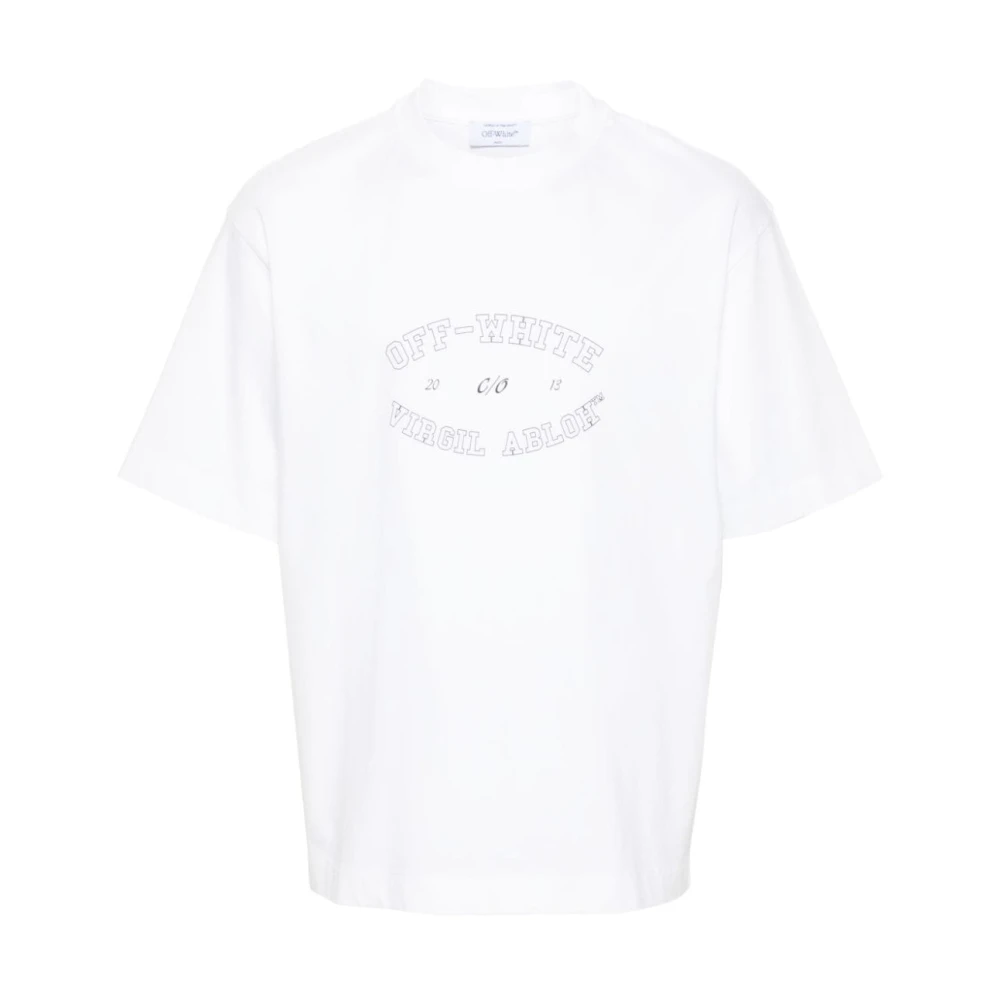 Off White Vit Bomull T-shirt med Svart Tryck White, Herr