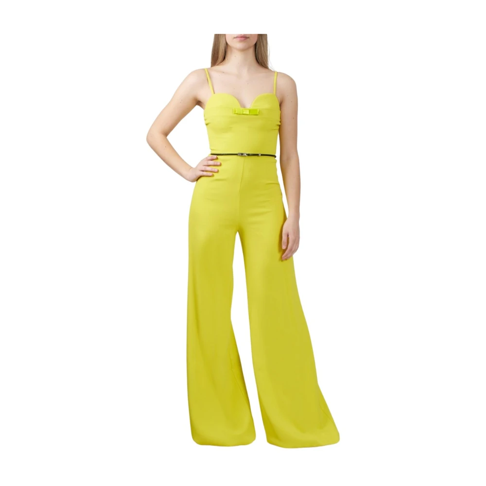 Elisabetta Franchi Women's Yellow Cedar Belted Palazzo Jumpsuit - Jumpsuits - M - Jumpsuits & Playsuits