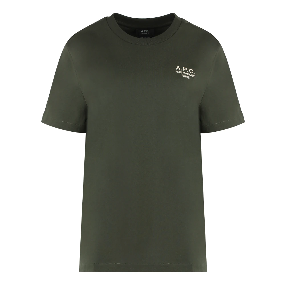 A.p.c. Katoen Logo T-shirt Green Dames
