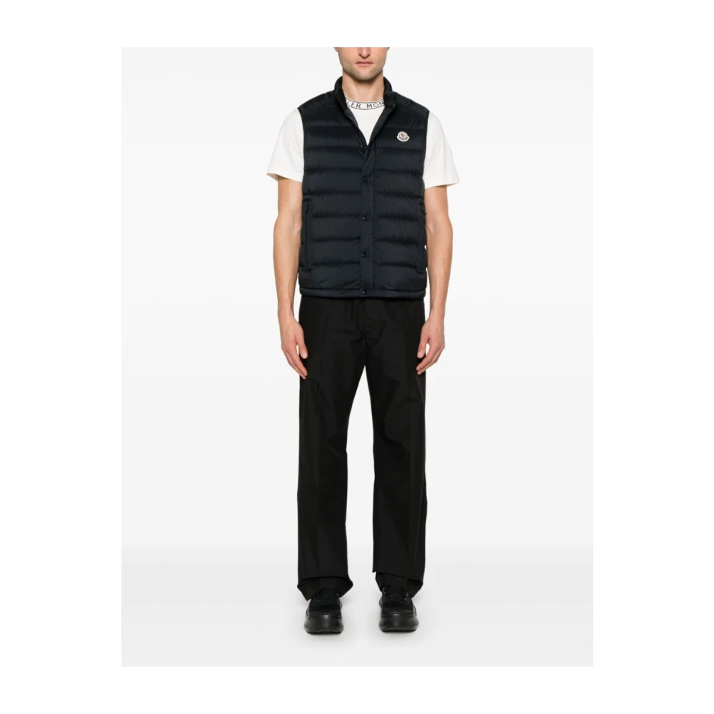 Moncler Blauwe Winterjas Voorkant Rits Sluiting Blue Heren