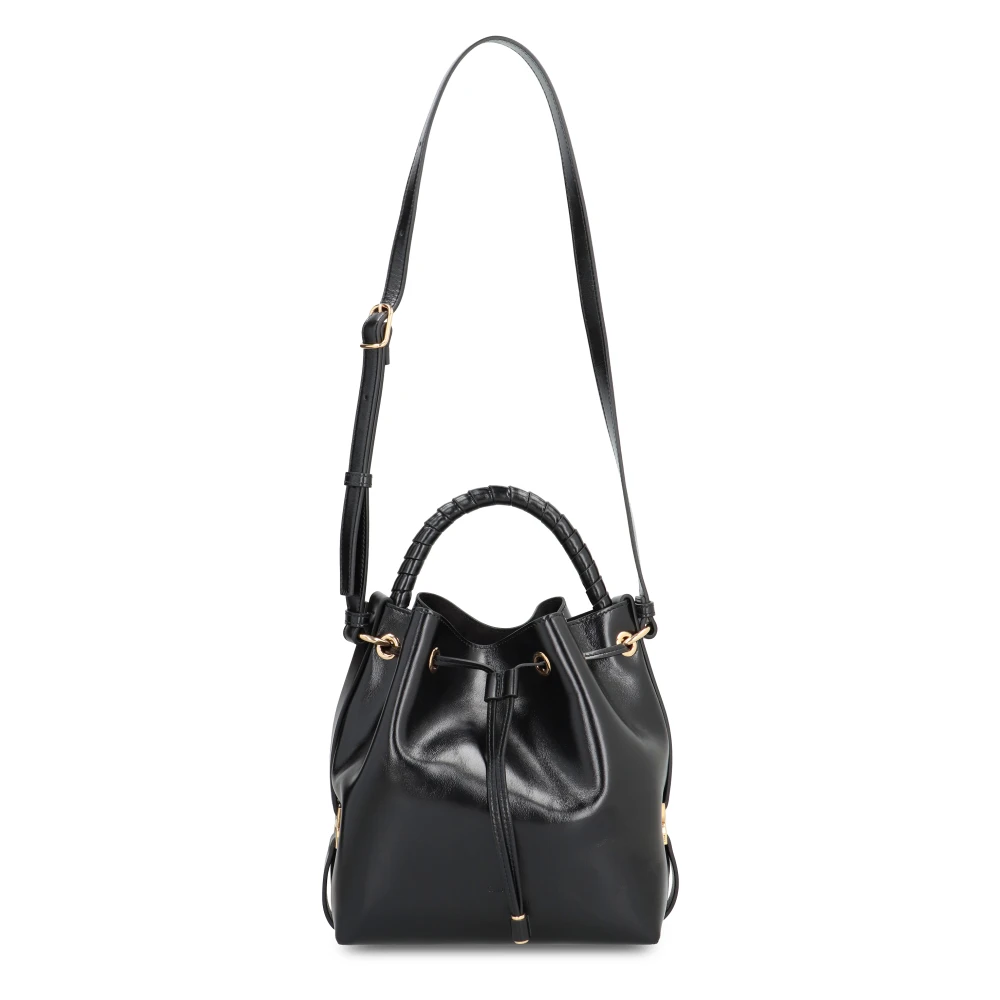 Chloé Leren Bucket Bag met Trekkoordsluiting Black Dames
