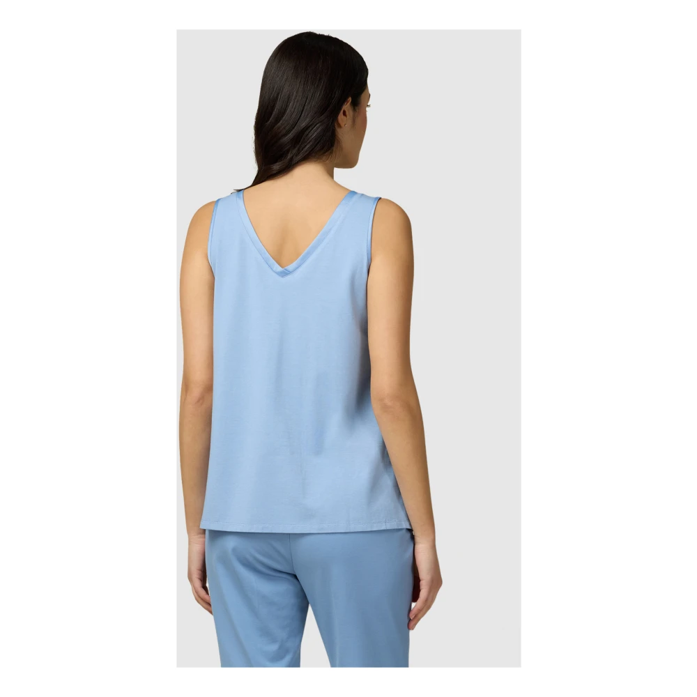 Oltre Top van bi-materialen met satijn en jersey Blue Dames