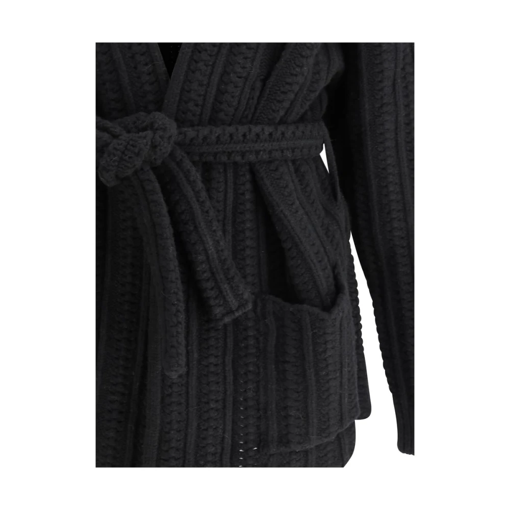 Laneus Gebreide Vest met Riem en Zakken Black Heren