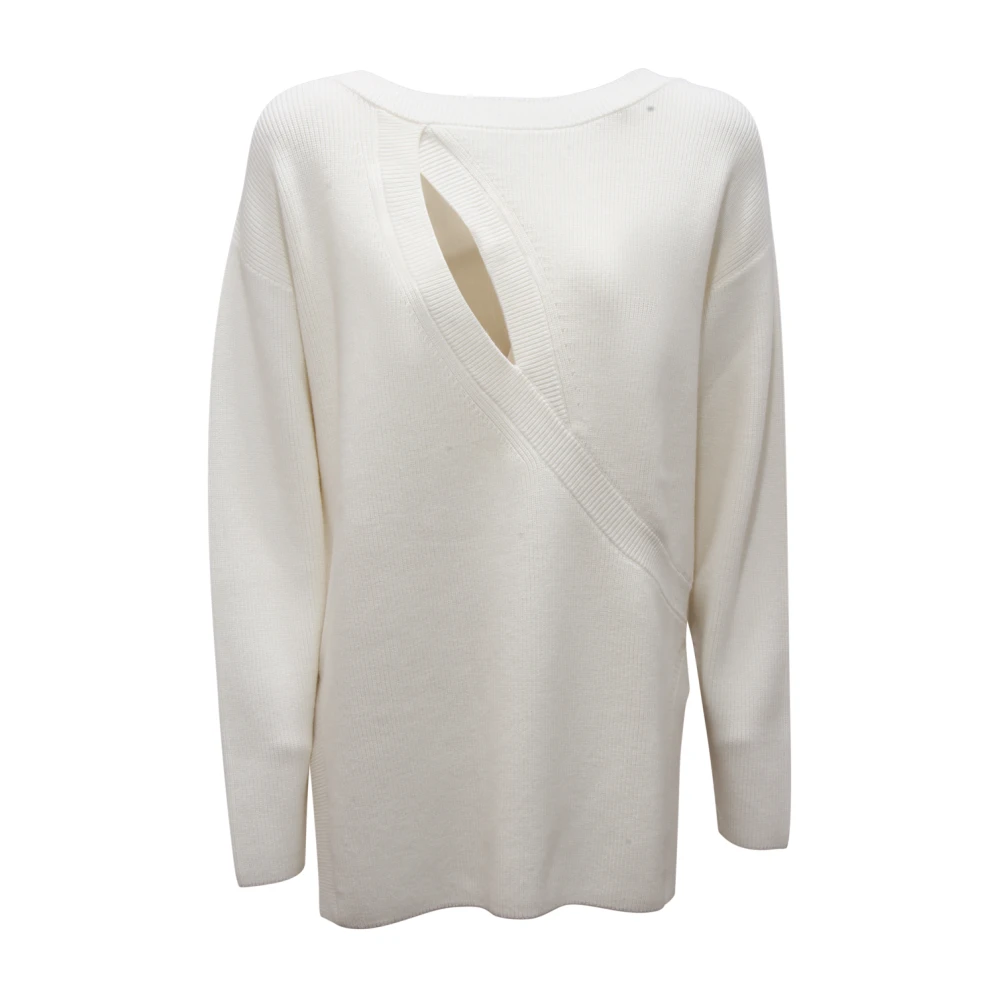 Elisabetta Franchi White Mk-51S-51E2 Jumper - Female - Round-Neck Knitwear - S - Knitwear
