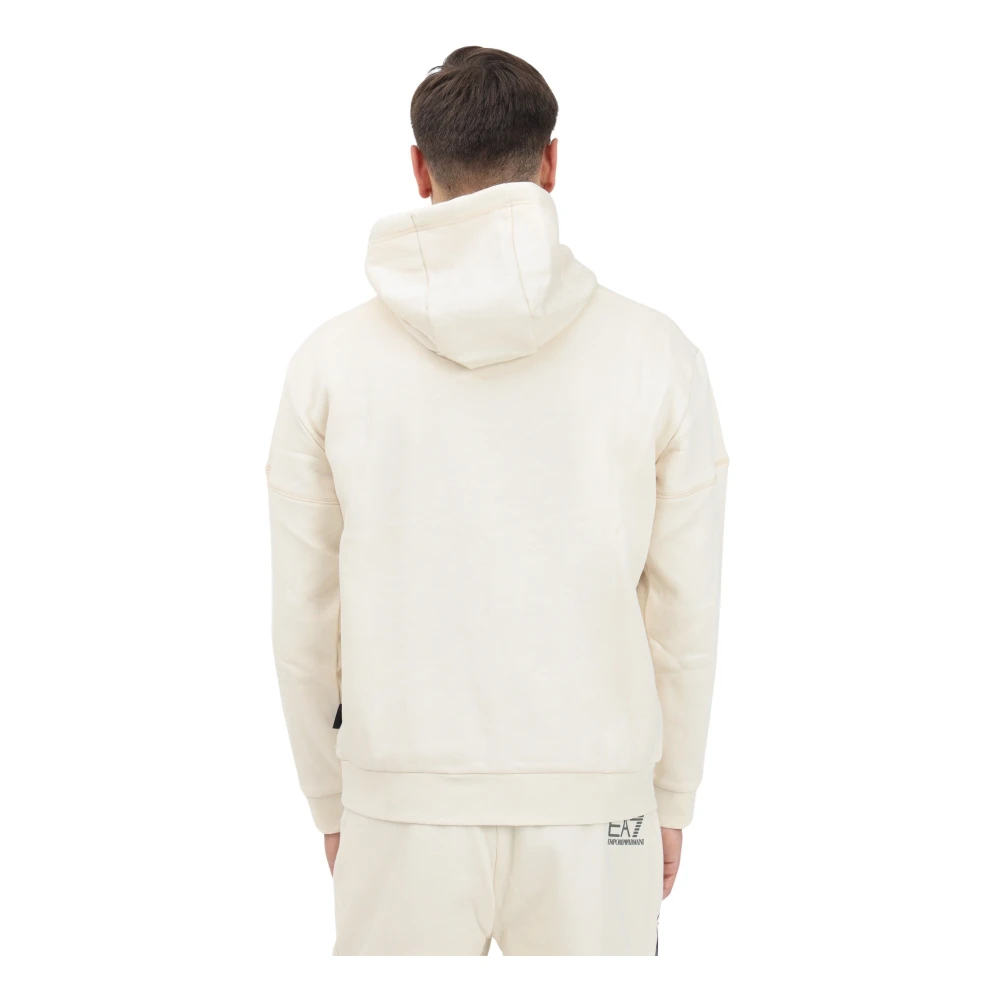 Emporio Armani EA7 Sportieve witte hoodie trui Beige Heren