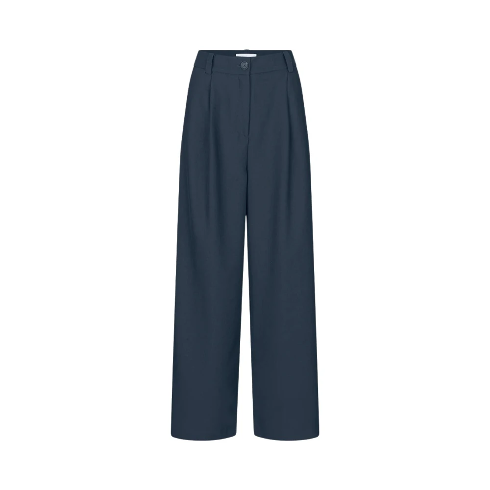 Modström Wijde Plooiende Broek Blue Dames