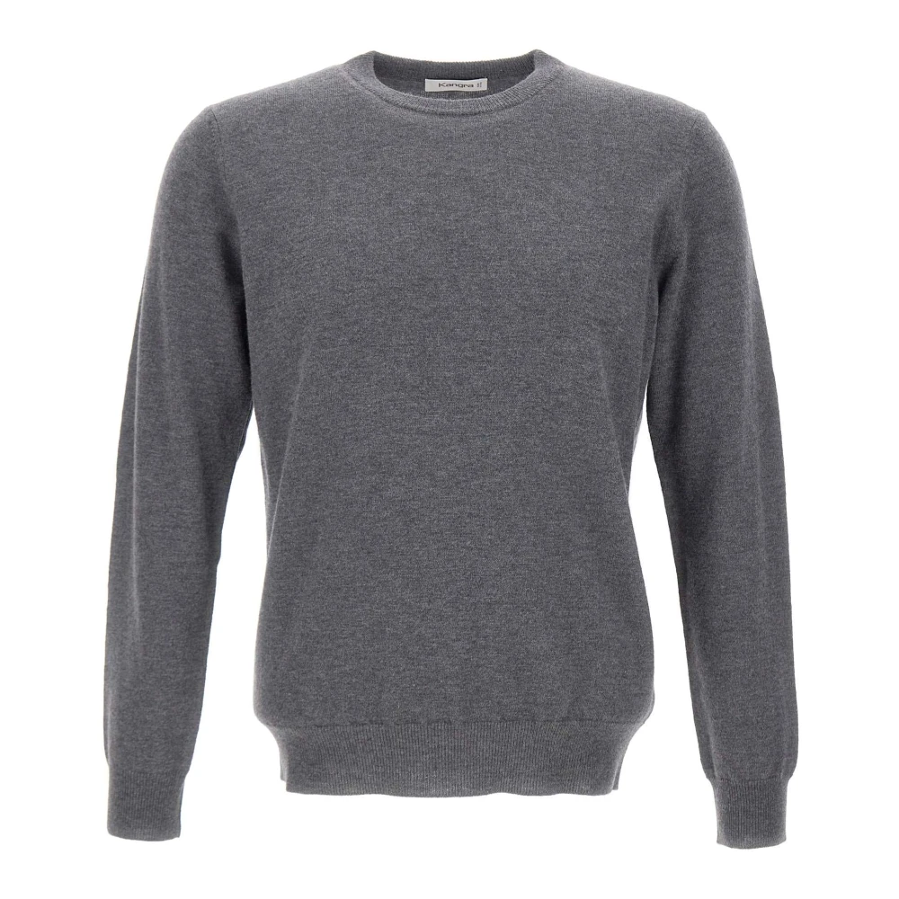 Kangra Gray Round-Neck Knitwear, Male, 2XL, Crew-Neck Knit Jumper