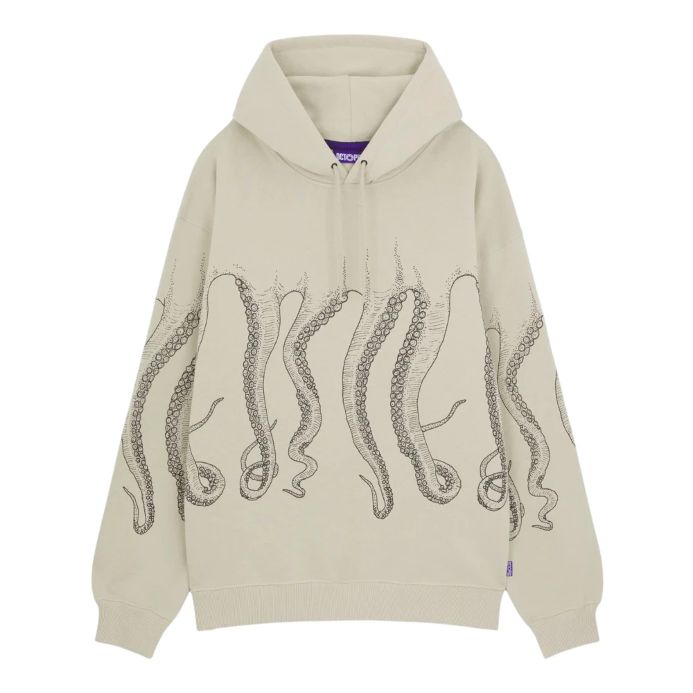 Octopus Outline Hoodie met Vlag Label Beige Heren