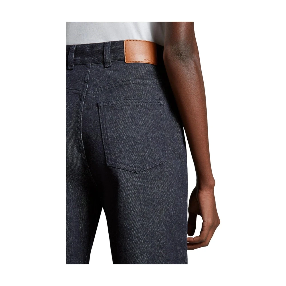 Moncler Hoge Taille Cropped Jeans Blue Dames