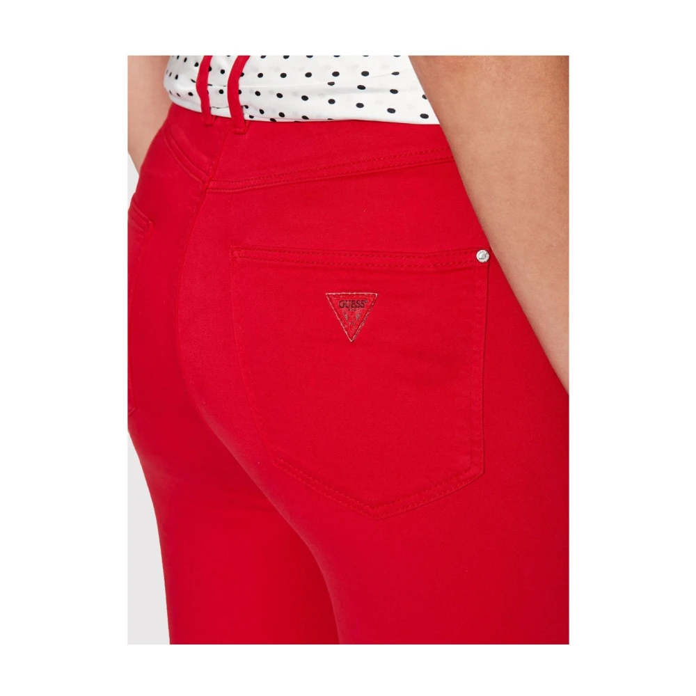 Guess Rode Skinny Jeans met Opgezet Logo Red Dames