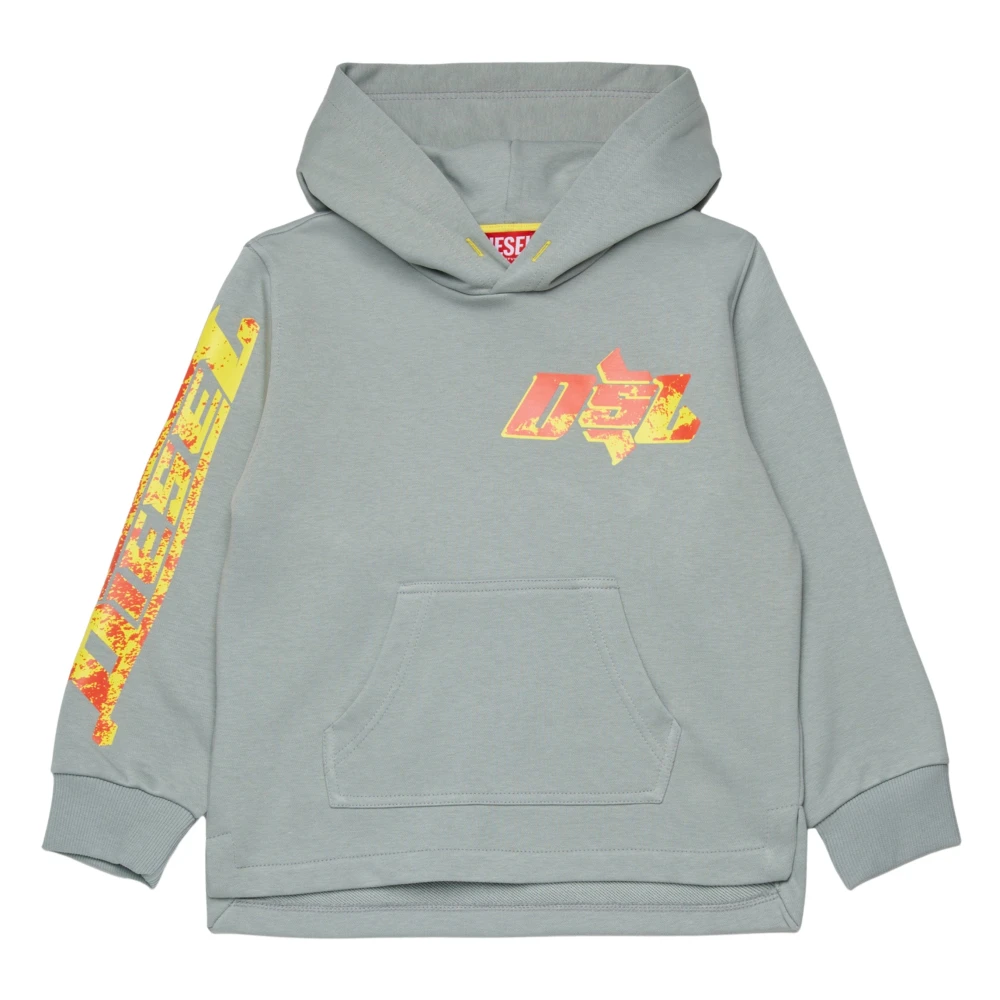 Diesel Boys Gray Kids Sweatshirts, 12 Y, Logo Print Hoodie
