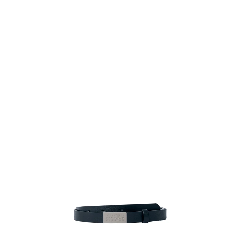 MM6 Maison Margiela Signature Logo Plaque Lederen Riem Black Dames