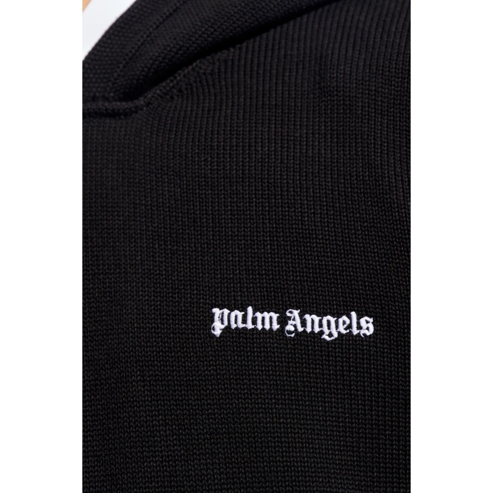 Palm Angels Gebreide hoodie met logo Black Heren