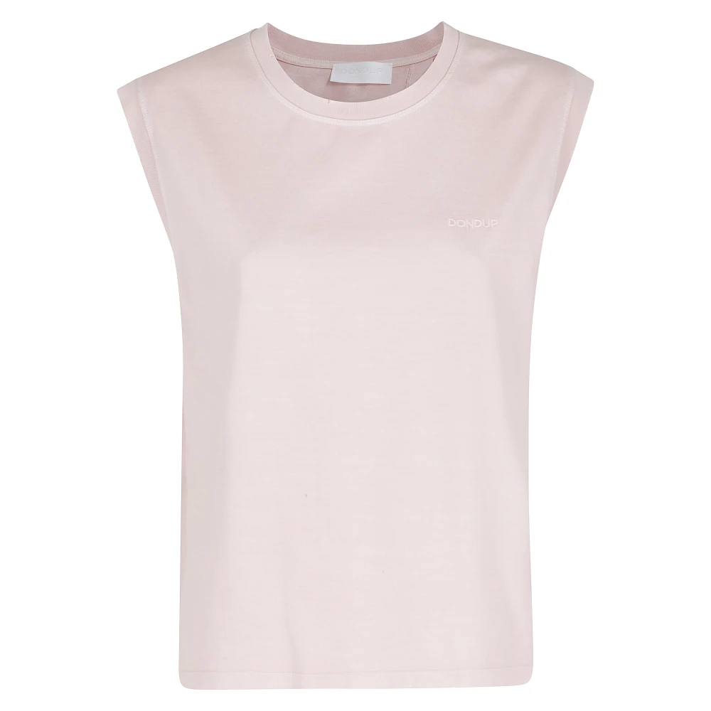 Dondup Pink Sleeveless Tops, Female, M, Girocollo Regular In Jersone