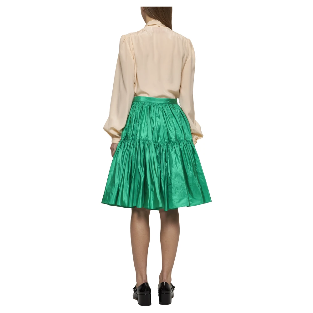 Valentino Groene Zijden Hoge Taille Rok Green Dames