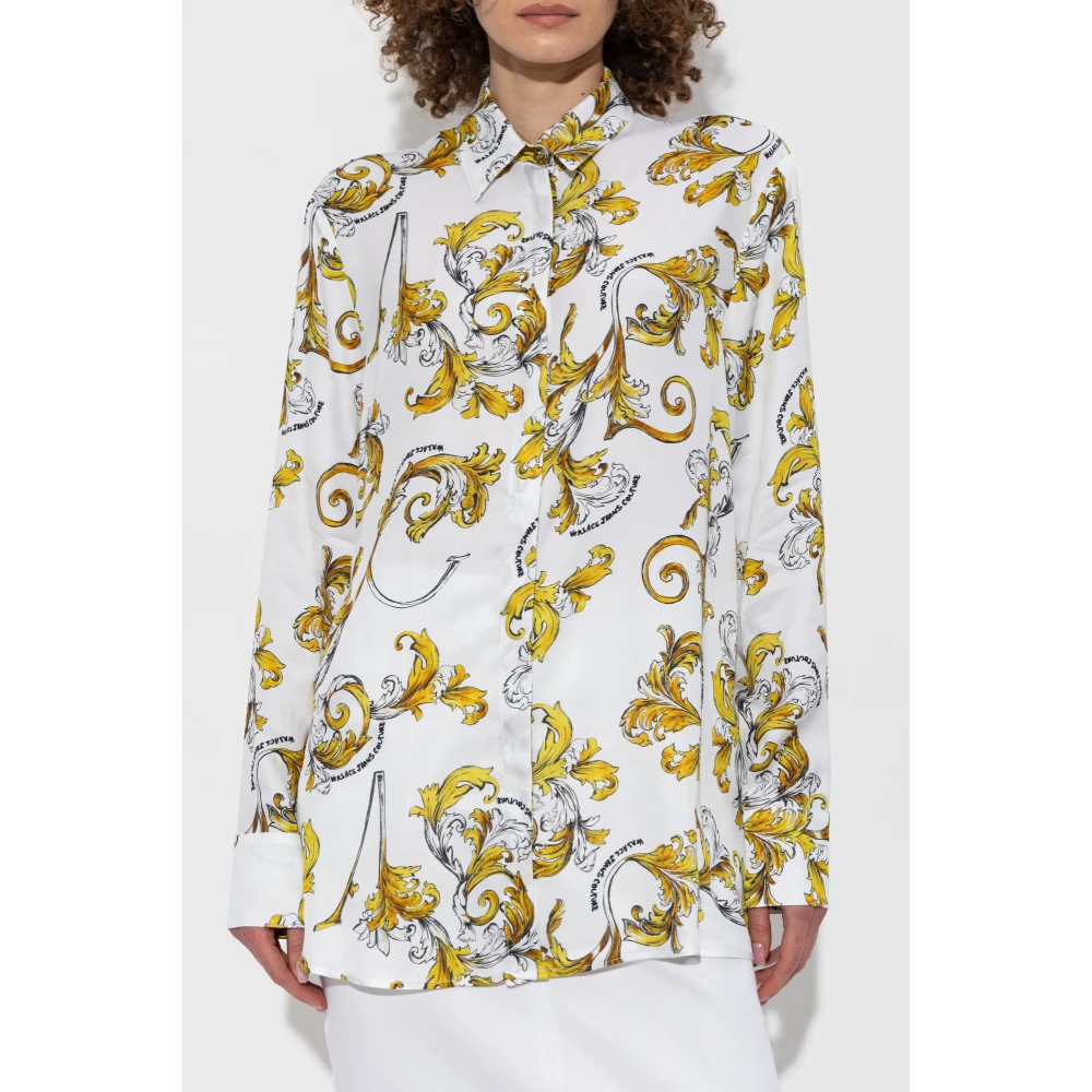 Versace Jeans Couture Shirt met Outline Barocco print White Dames