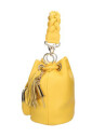 sac-seau-jaune-en-cuir-avec-breloque-logo