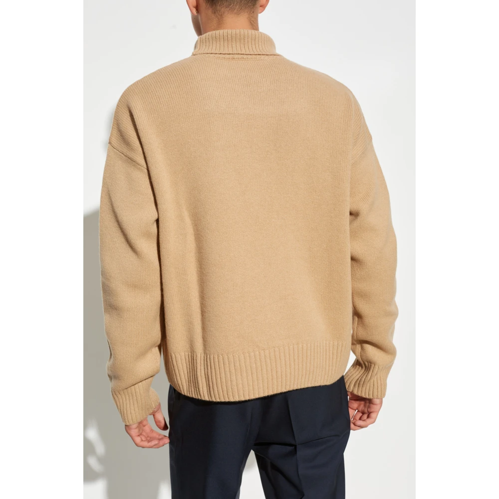 Ami Paris Wollen Turtleneck Beige Heren
