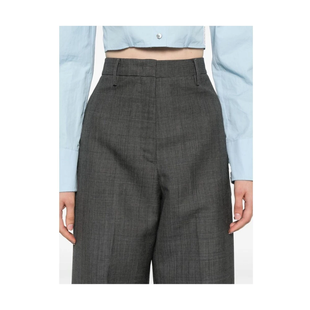 Fabiana Filippi Grijze Geruite Straight Leg Broek Gray Dames