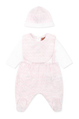 ensemble-barboteuse-bavoir-bonnet-coton-rose