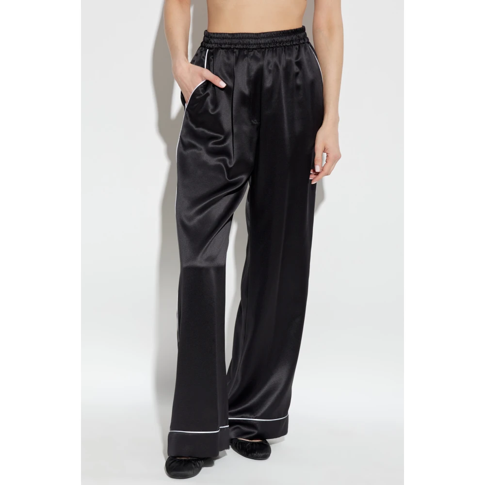 Dolce & Gabbana Zijden broek met wijde pijpen Black Dames