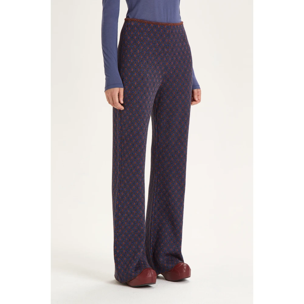 Maliparmi Pois Jacquard Broek Blue Dames