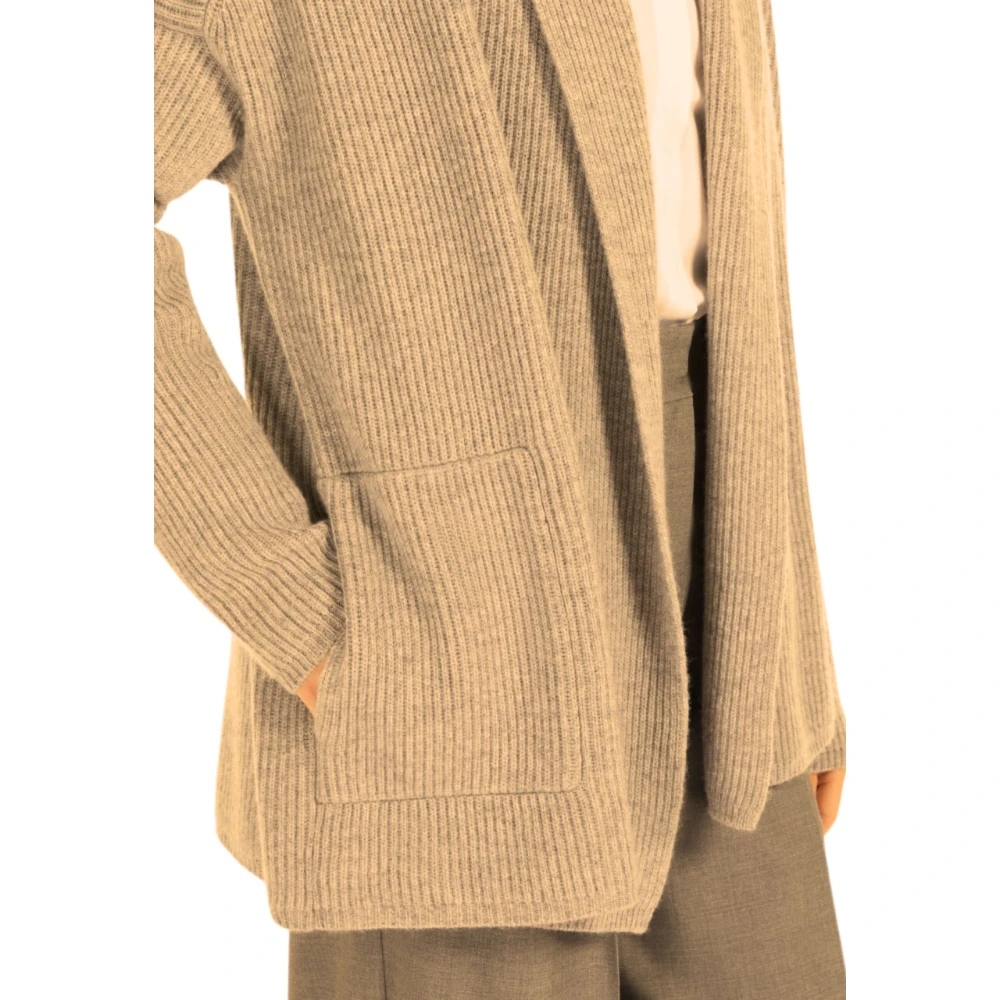 Max Mara Studio Beige Vest met Shawl Kraag Beige Dames