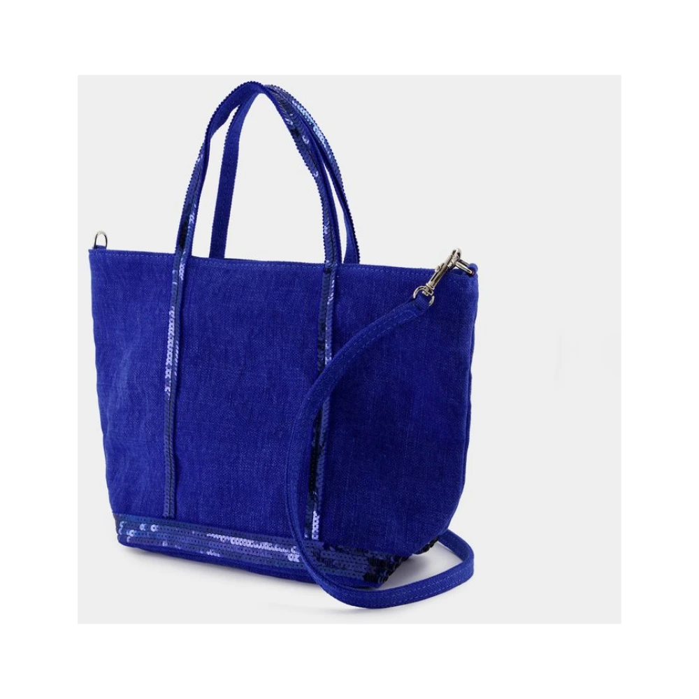 Vanessa Bruno Blauwe Linnen Shopper Tas met Strass Blue Dames