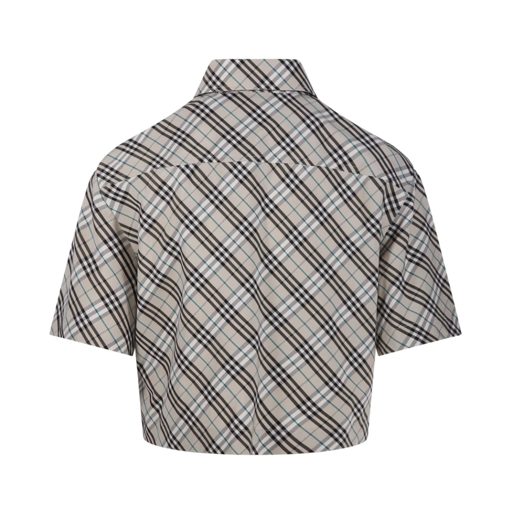 Burberry Geruite Cropped Shirt Gray Dames