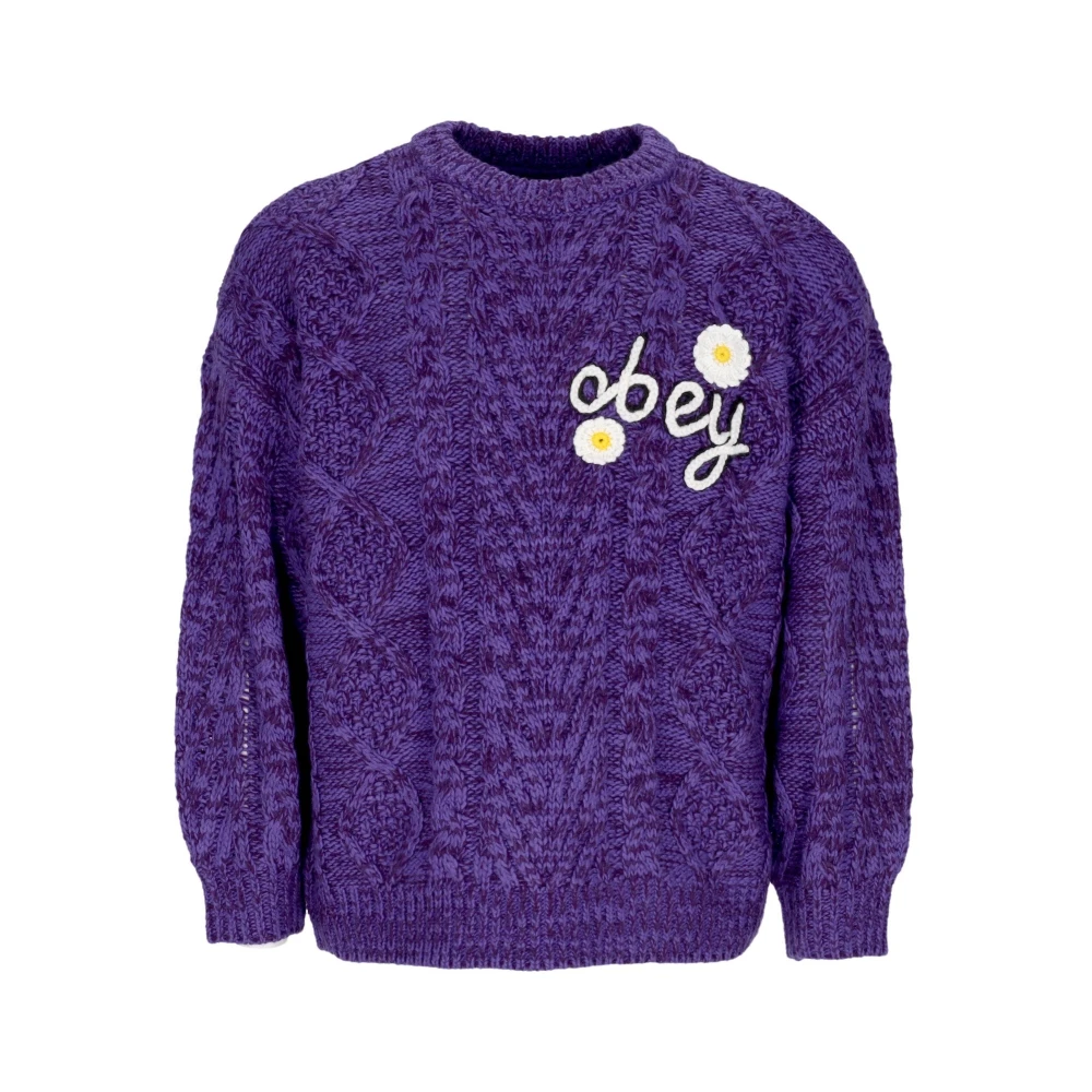 Obey Passion Flower Geborduurde Trui Vrouwen Purple Dames