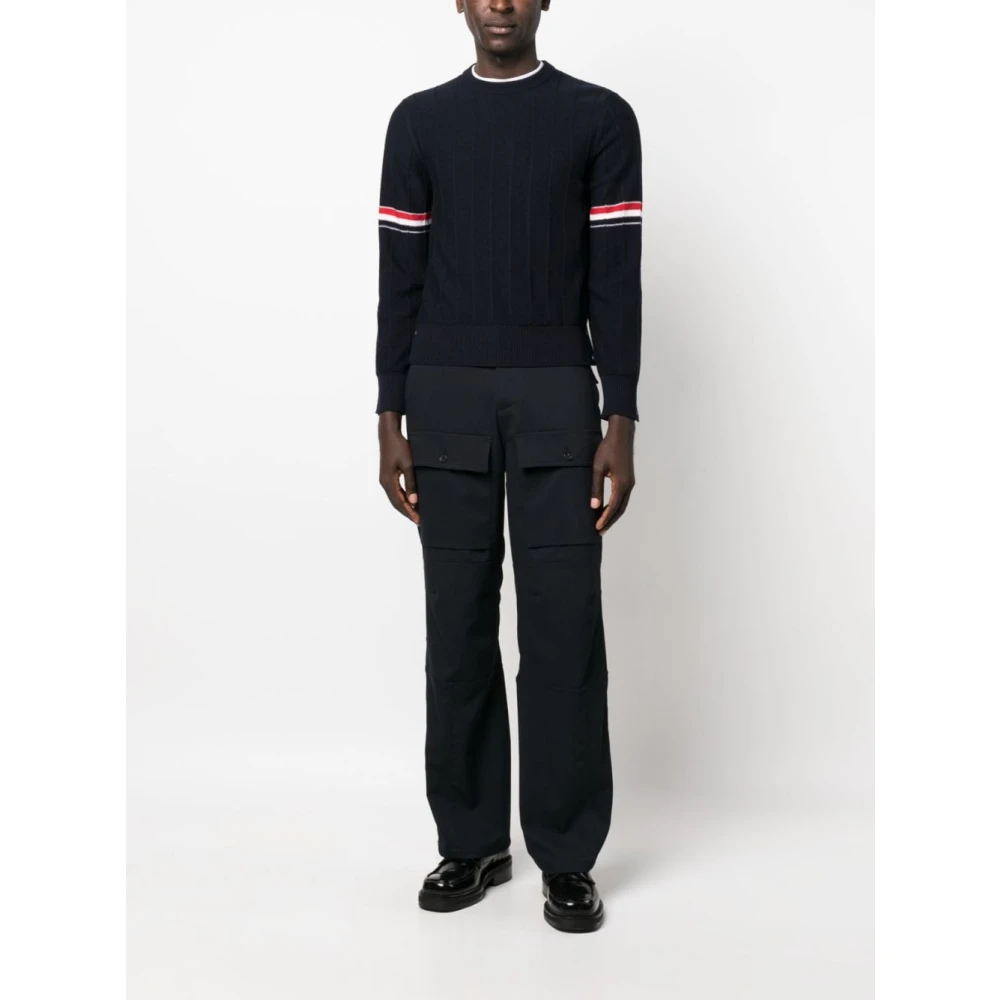 Thom Browne Blauwe RWB-Stripe Sweater Jumper Blue Heren