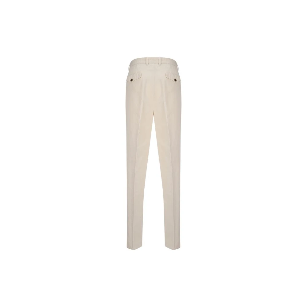 BRUNELLO CUCINELLI Casual Geplooide Katoenen Broek White Heren