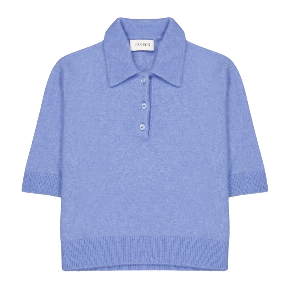 Laneus Korte Mouw Cashmere Zijde Polo Shirt Blue Dames