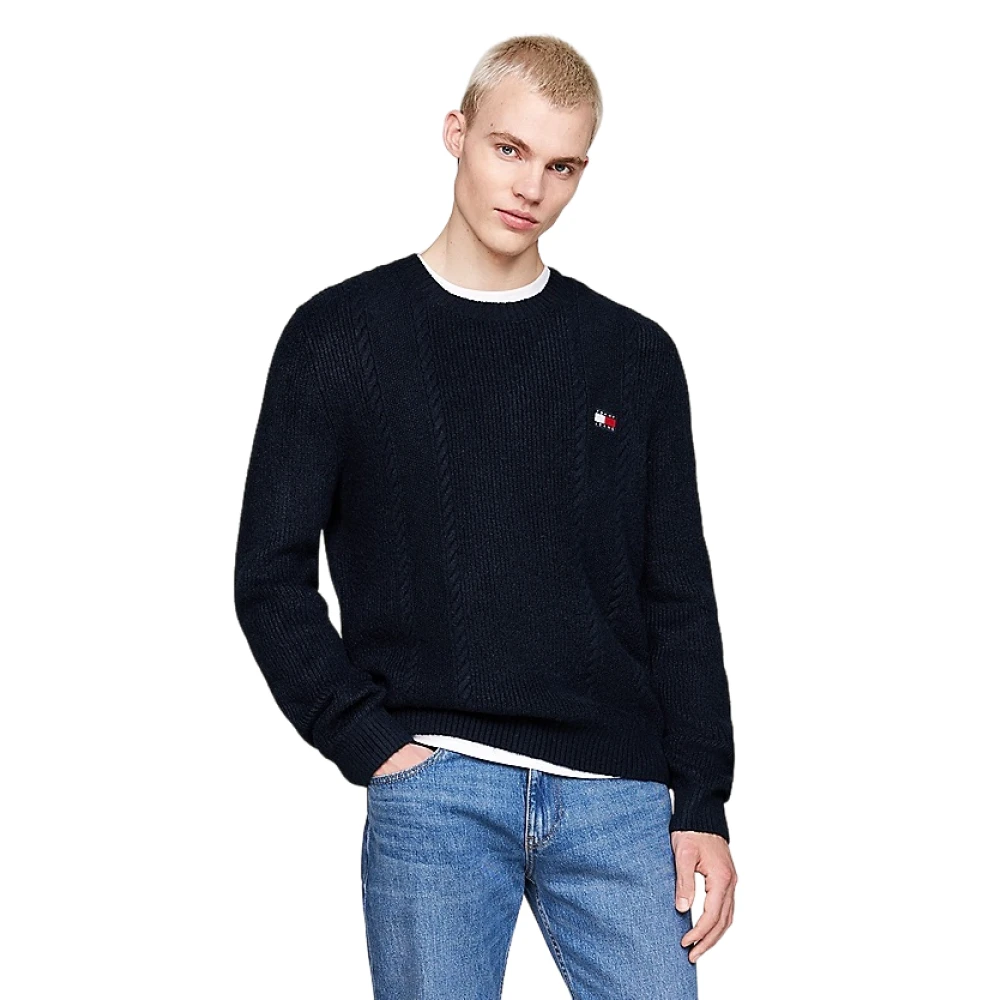Tommy Jeans Blauwe Klassieke Gebreide Trui Blue Heren
