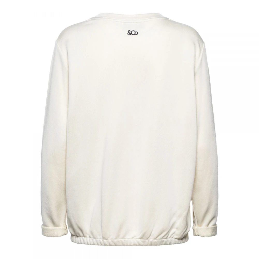 &Co Woman Comfortabele Sweatshirt met Geborduurd Logo White Dames