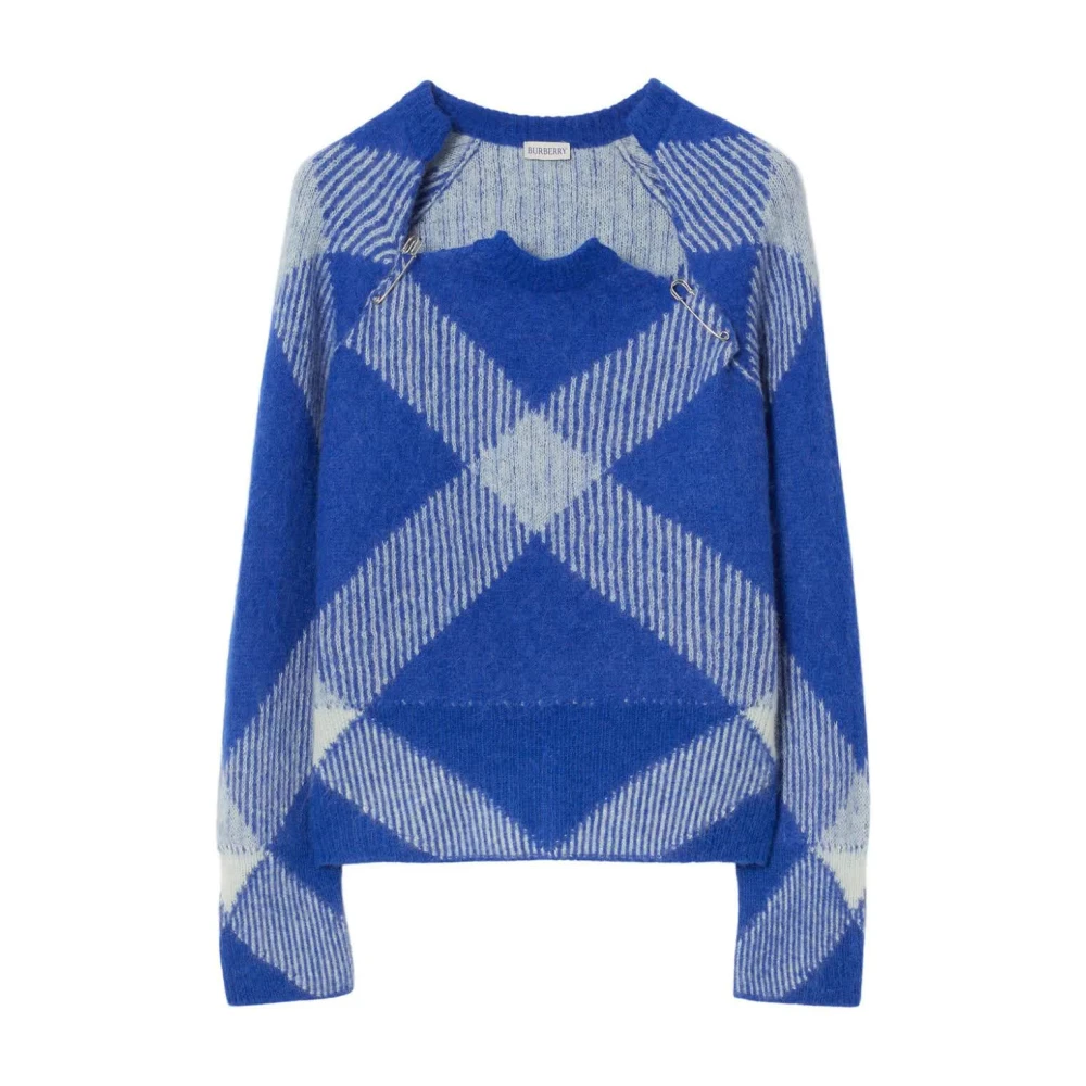 Burberry Check Pullover Blue Dames