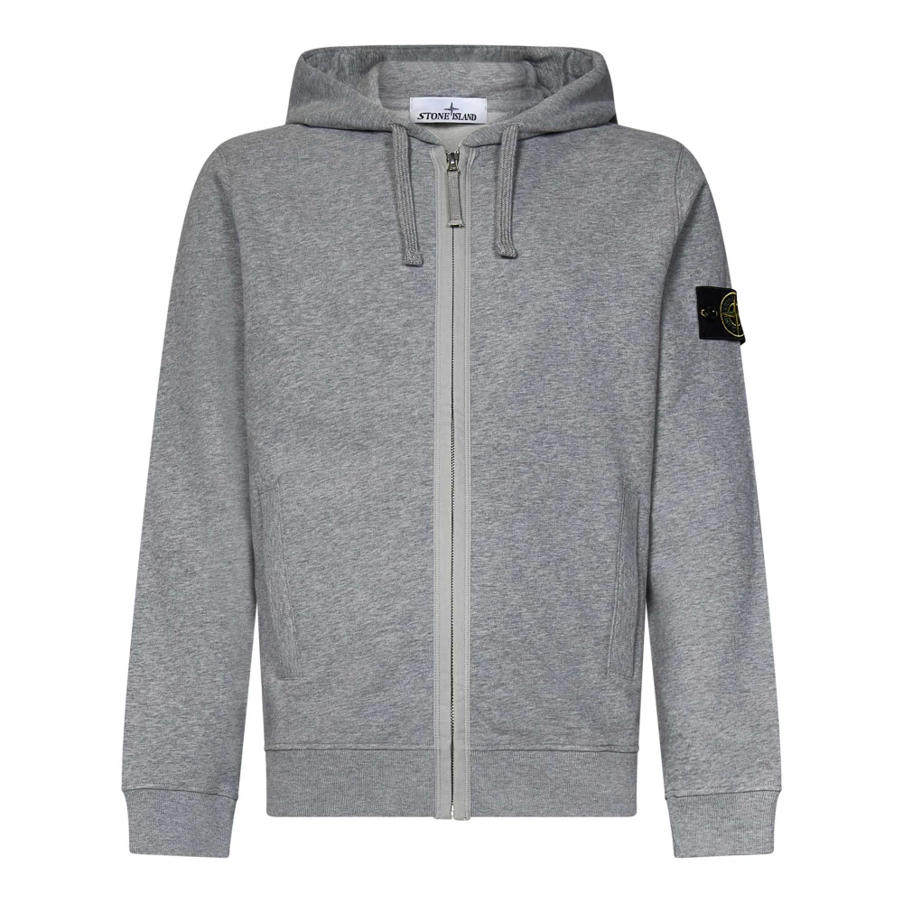 Stone Island Grå Zip-Up Hoodie för Män Gray, Herr