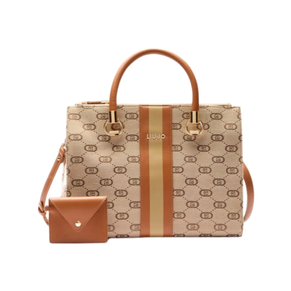 Liu Jo Jacquard Satchel Handtas met Bedel Beige Dames